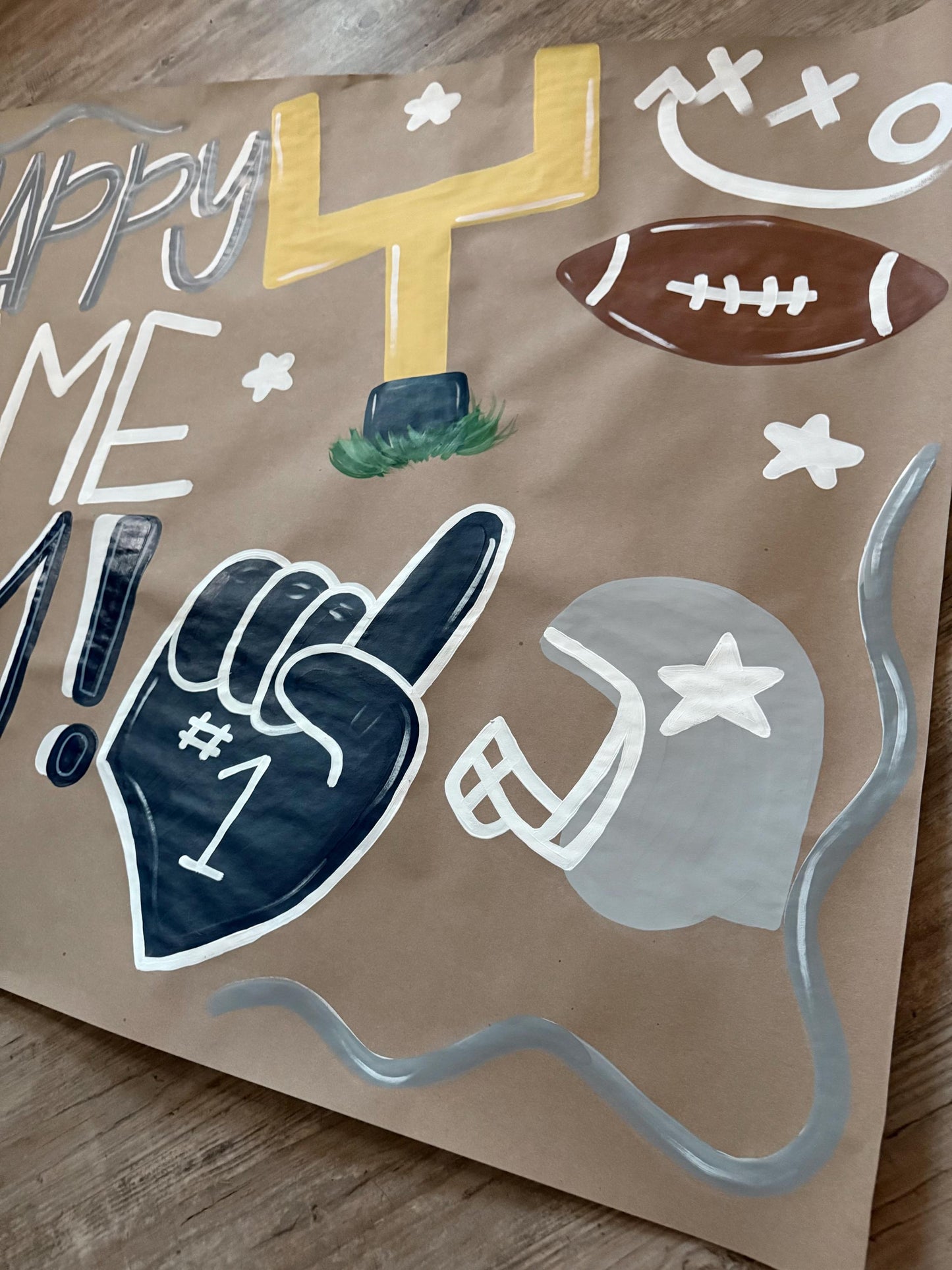 Custom Hand-Painted Sports Banner: Kraft Paper Sign Football Basketball Volleyball Baseball Game Day