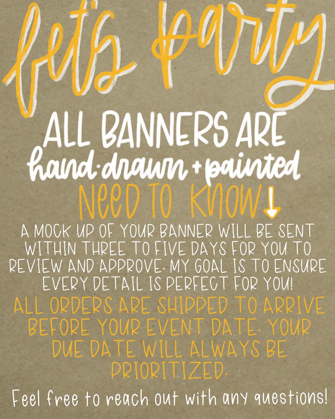 Custom Hand-Painted Kraft Paper Party Banner: Personalized Event Decor