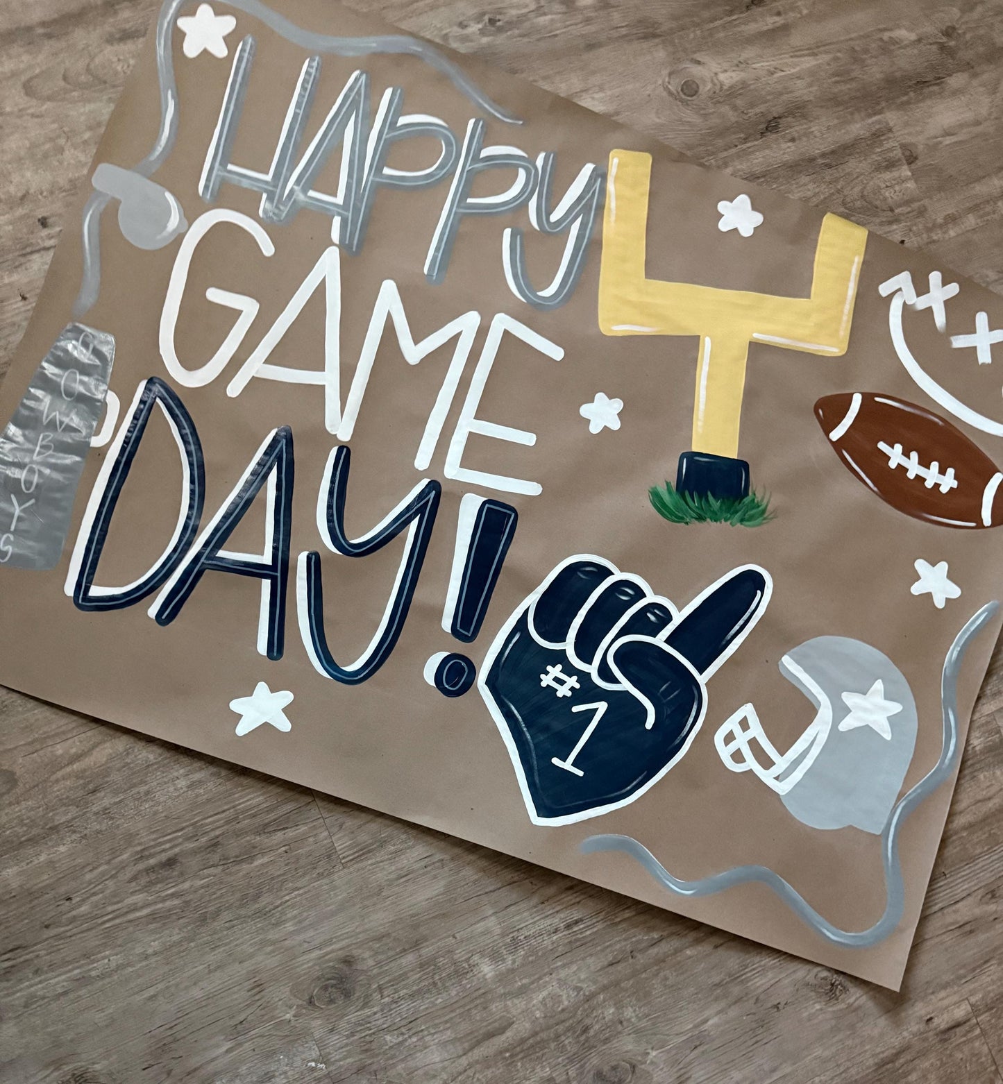 Custom Hand-Painted Sports Banner: Kraft Paper Sign Football Basketball Volleyball Baseball Game Day