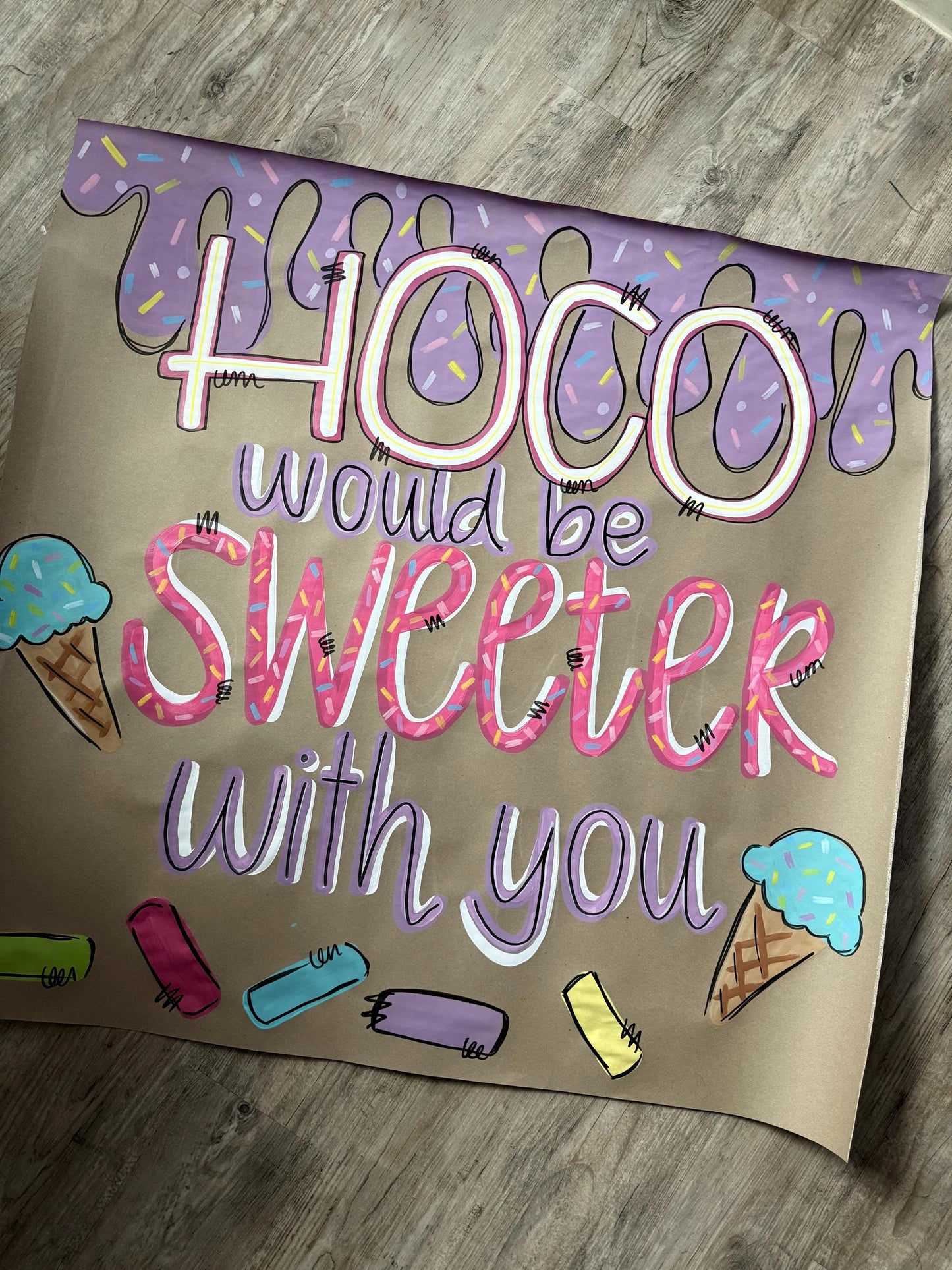 Custom Hand-Painted Homecoming Proposal Banner: Kraft Paper Sign