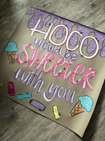 Custom Hand-Painted Homecoming Proposal Banner: Kraft Paper Sign