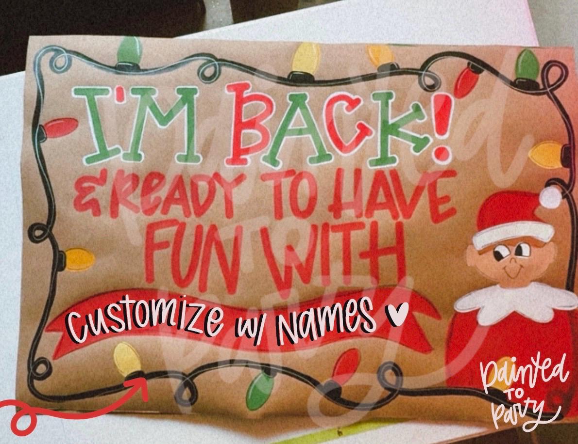 Custom Hand-Painted Elf Returns Banner: Christmas Decor