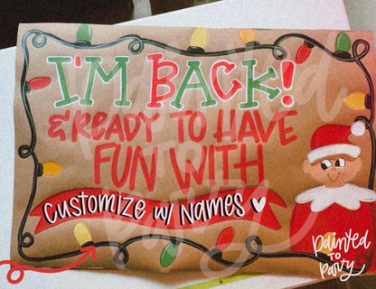 Custom Hand-Painted Elf Returns Banner: Christmas Decor