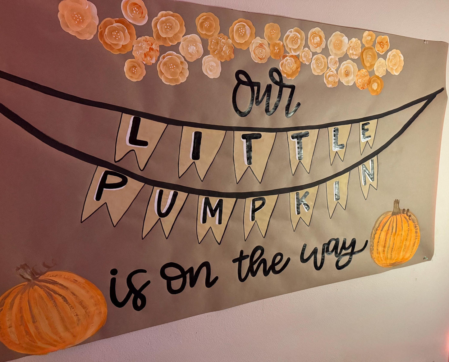 Custom Hand Painted Baby Shower Banner: Kraft Paper Party Decor