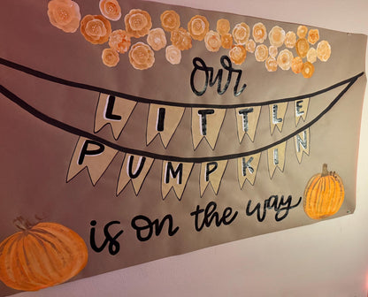 Custom Hand Painted Baby Shower Banner: Kraft Paper Party Decor