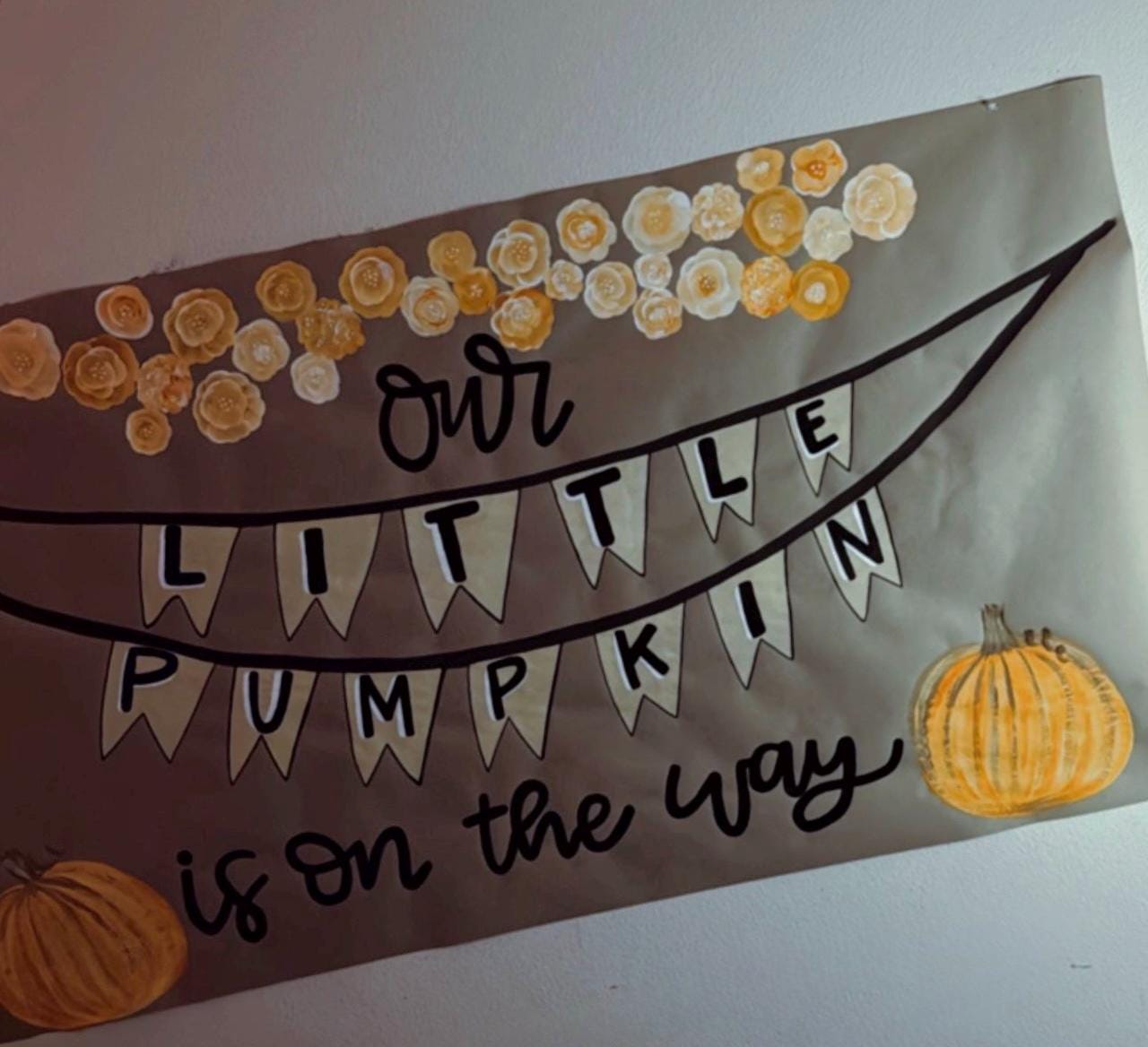 Custom Hand Painted Baby Shower Banner: Kraft Paper Party Decor