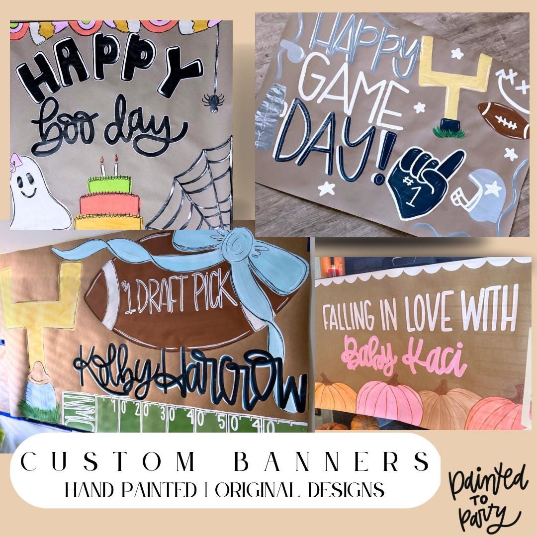 Custom Hand-Painted Kraft Paper Party Banner: Personalized Event Decor