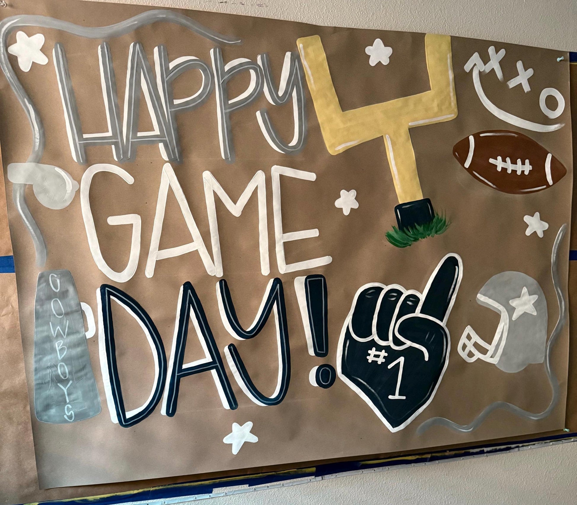 Custom Hand-Painted Sports Banner: Kraft Paper Sign Football Basketball Volleyball Baseball Game Day