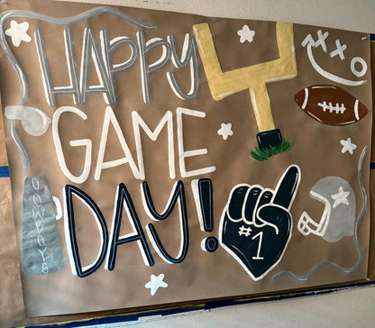 Custom Hand-Painted Sports Banner: Kraft Paper Sign Football Basketball Volleyball Baseball Game Day