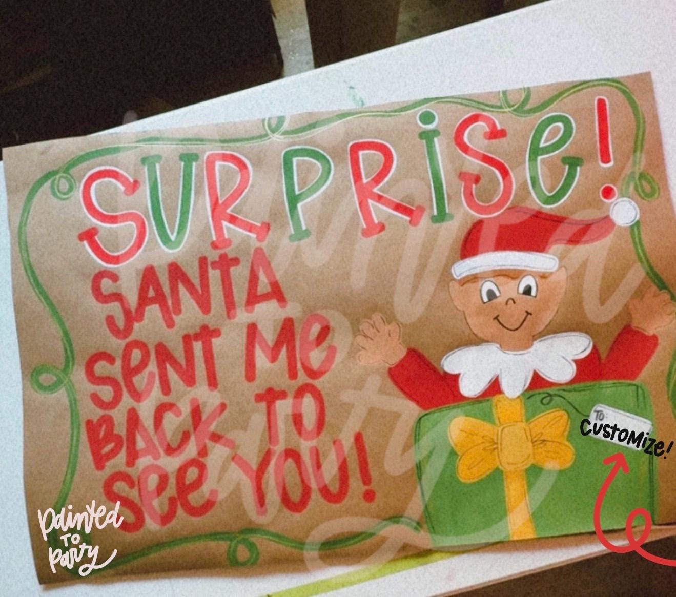Custom Hand-Painted Elf Returns Banner: Christmas Decor