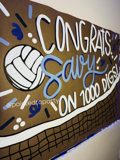 Custom Hand-Painted Sports Banner: Kraft Paper Sign Football Basketball Volleyball Baseball Game Day